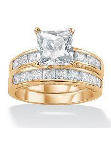 2-Piececubic zirconia Solitaire Ring Set by PalmBeach Jewelry