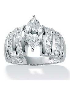 Cubic Zirconia Platinum/SS Ring by PalmBeach Jewelry