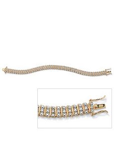 Diamond Acc. 18k/SS Bracelet 8" by PalmBeach Jewelry