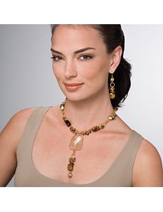 Tigers-Eye Necklace/Earring Set by PalmBeach Jewelry