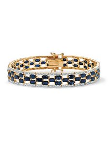 Sapphire 18k/SS Bracelet 7 1/4" by PalmBeach Jewelry