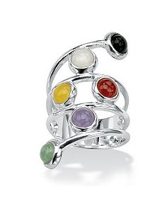 Multi-Colored Jade Silver Ring by PalmBeach Jewelry