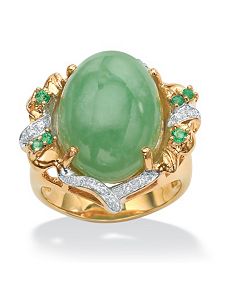 Green Jade/Emerald andcubic zirconia Ring by PalmBeach Jewelry