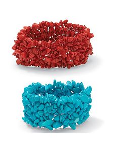 Set of 2 Stretch Nugget Bracelets by PalmBeach Jewelry