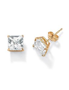 Princess-Cutcubic zirconia Pierced Earrings by PalmBeach Jewelry
