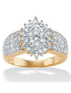 Diamond 18k/SS Cluster Ring by PalmBeach Jewelry