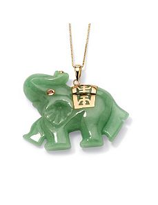 Green Jade Elephant Pendant by PalmBeach Jewelry