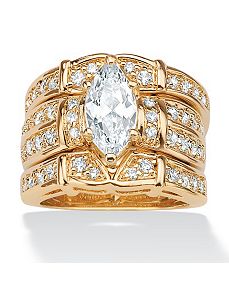 Cubic Zirconia 18k/SS Ring by PalmBeach Jewelry