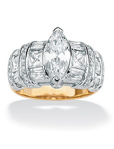 Cubic Zirconia 18k/SS Ring by PalmBeach Jewelry