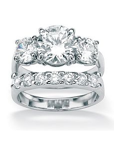 2-Piececubic zirconia Ring Set by PalmBeach Jewelry