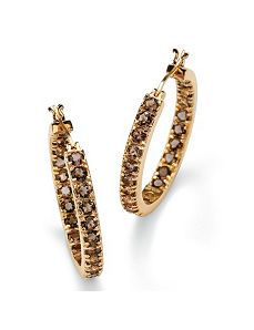 Smoky Quartz Hoop Pierced Earrings by PalmBeach Jewelry