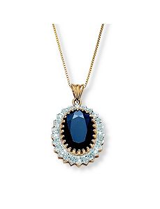 Sapphire and Diamond Accent Pendant by PalmBeach Jewelry
