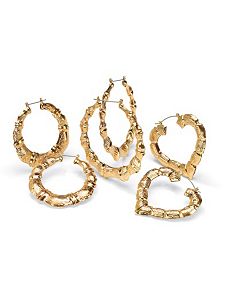Set of 3 Pairs of Hoop Earrings by PalmBeach Jewelry