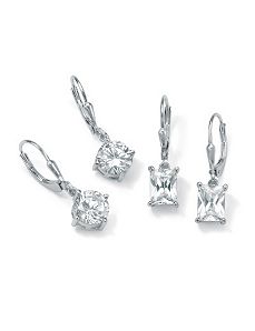 Set of 2 Pairscubic zirconia Pierced Earrings by PalmBeach Jewelry