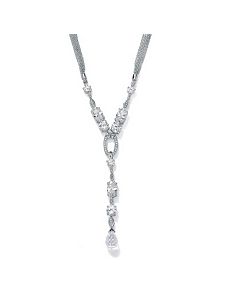 Cubic Zirconia Silver"Y"Necklace 18" by PalmBeach Jewelry