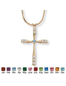 Birthstone Cross Pendant 18" by PalmBeach Jewelry