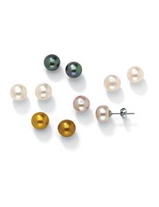 Five-Pair Set Pearl Earrings by PalmBeach Jewelry