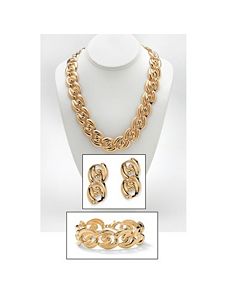 Three-Piece Curb-Link Jewelry Set by PalmBeach Jewelry