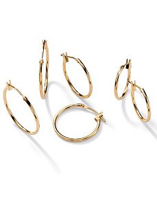 Three-Pair Hoop Pierced Earring Set by PalmBeach Jewelry
