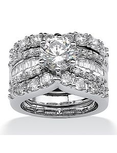 Cubic Zirconia Wedding Ring Set by PalmBeach Jewelry