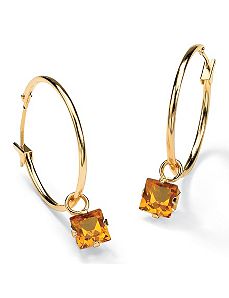 Birthstone Charm Hoop Earrings by PalmBeach Jewelry