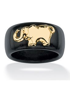 Black Jade Elephant Band by PalmBeach Jewelry