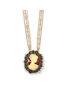 Antiqued Cameo Pendant-Necklace by PalmBeach Jewelry