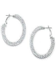 Multi-Crystal Hoop Pierced Earrings by PalmBeach Jewelry