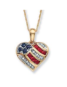 Heart-Shaped Patriotic Pendant by PalmBeach Jewelry