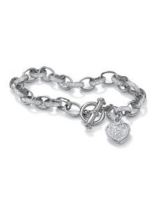 Diamond Accent Heart Charm Bracelet by PalmBeach Jewelry