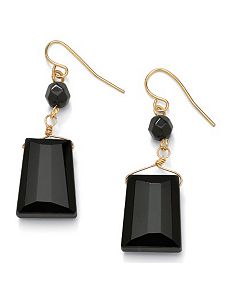 Faceted Onyx Drop Pierced Earrings by PalmBeach Jewelry