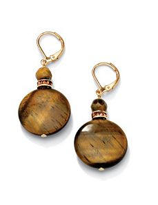 Tigers-Eye & Crystal Earrings by PalmBeach Jewelry