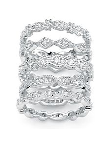 Cubic Zirconia Stackable Ring Set by PalmBeach Jewelry