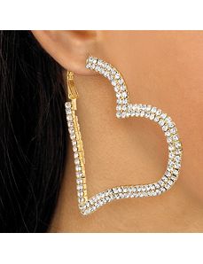 Multi-Crystal Heart Hoop Earrings by PalmBeach Jewelry