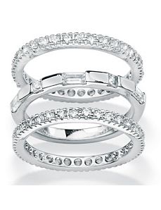 Set of Threecubic zirconia Eternity Bands by PalmBeach Jewelry