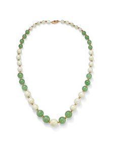 Green Jade/Mother-of-Pearl Necklace by PalmBeach Jewelry