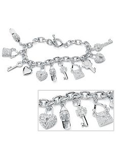 Shoe, Purse & Heart Charm Bracelet by PalmBeach Jewelry