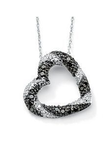 Black & White Diamond Heart Pendant by PalmBeach Jewelry