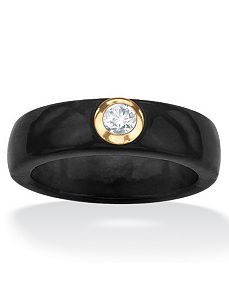 Black Jade and White Topaz Ring by PalmBeach Jewelry