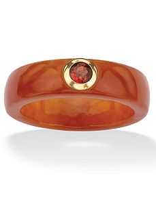 Red Jade and Garnet Ring by PalmBeach Jewelry