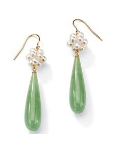 Jade/Pearl Pierced Earrings by PalmBeach Jewelry
