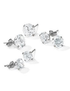 Set of Three Pairscubic zirconia Earrings by PalmBeach Jewelry