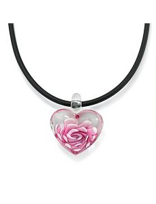 Pink Glass Heart-Shaped Pendant by PalmBeach Jewelry