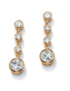 Bezel-Setcubic zirconia Drop Pierced Earrings by PalmBeach Jewelry