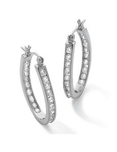 Cubic Zirconia Hoop Earrings by PalmBeach Jewelry