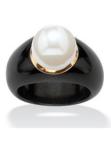 Jade and Freshwater Pearl Ring by PalmBeach Jewelry