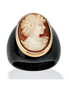 Onyx Jade Cameo Ring by PalmBeach Jewelry