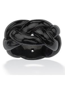Black Jade Braided Eternity Band by PalmBeach Jewelry