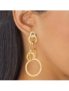 Cubic Zirconia Hammered-Style Pierced Earrings by PalmBeach Jewelry