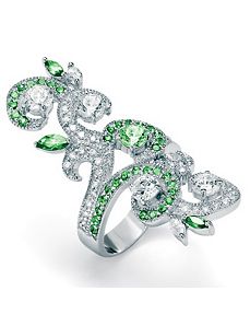 Cubic Zirconia Sterling Silver Elongated Ring by PalmBeach Jewelry